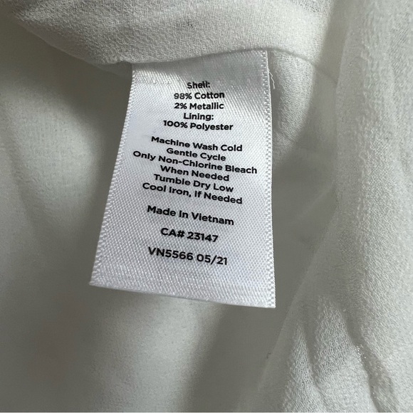 Talbots Metallic Swiss Dots Ruffle Collar Tunic Top Long Sleeve White Silver XL - Picture 7 of 12